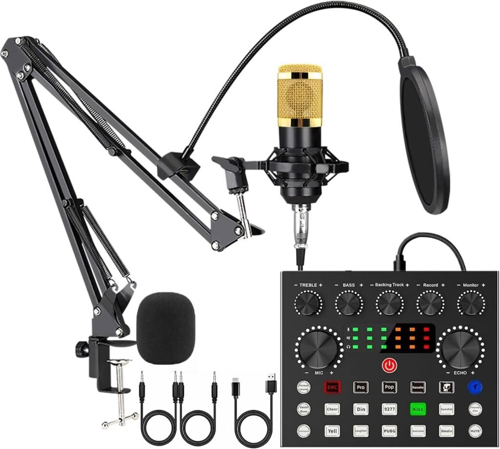 recommended accessories for podcast microphones pop filter,shock mount, boom arm or mic stand, audio interface (for xlr mics)