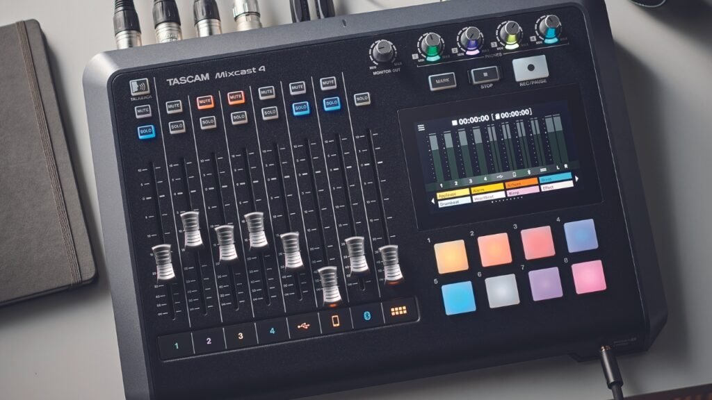 Mixer Mixers provide greater control over audio sources, ideal for multi-host podcasts or live recordings.