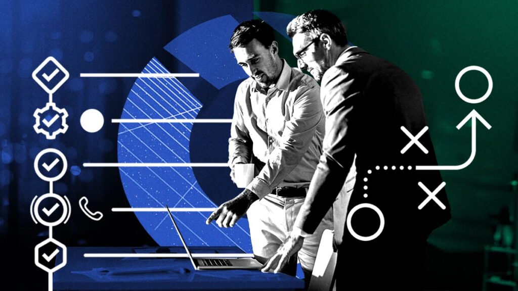 Individuals discussing a playbook for a digital marketing strategy in Sacramento CA 