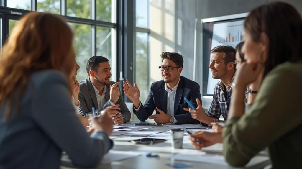 A business meeting held at Social Peak Media office at 4230 Lyle Street Sacramento California