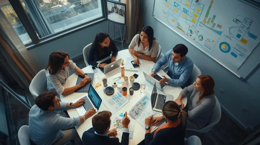 A team meeting at Social Peak Media office at 4230 Lyle Street Sacramento California