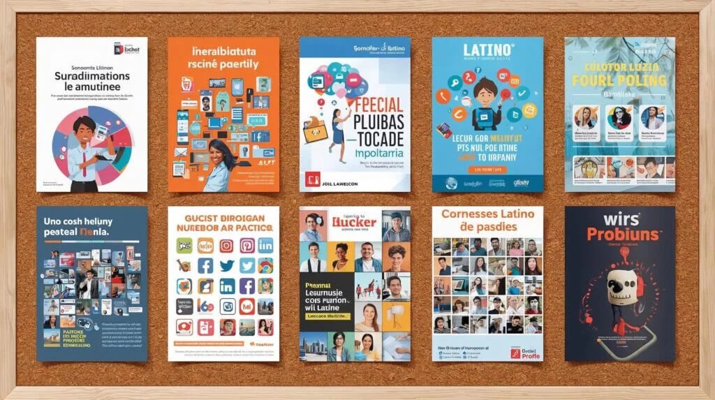 A mix of images centered on language conversion for a Spanish-language digital marketing campaign for Sacramento business